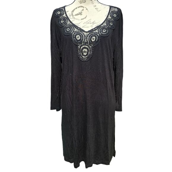 La Blanca Black Swim Cover-up Long Sleeve Lace Chest Size Large‎ - Picture 1 of 7